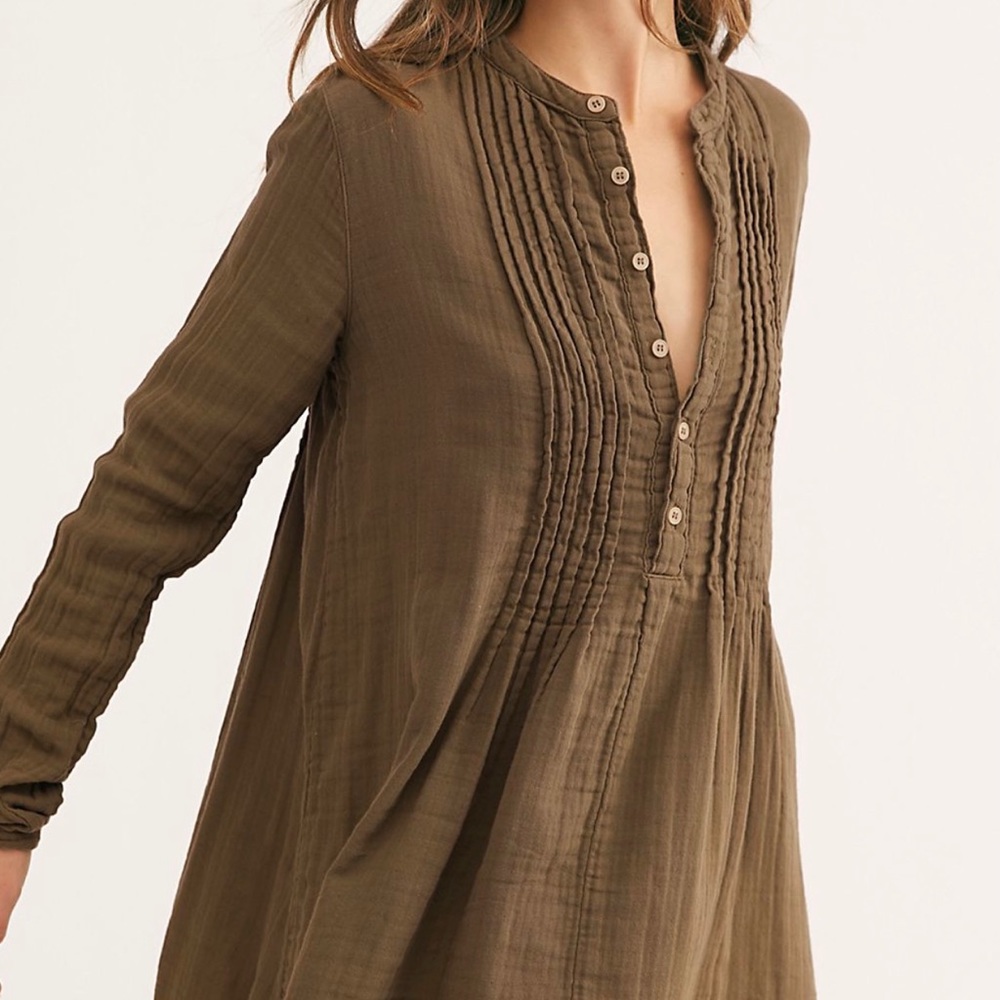 FREE PEOPLE Brown Yoko Tunic Dress M Medium Fall Autumn✨